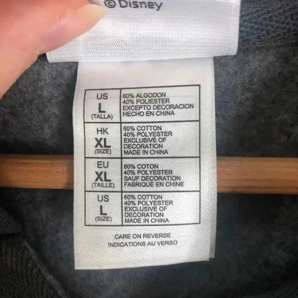 Disney Parks y2k Mickey Mouse Grey Rhinestone Hoodie Sweatshirt Women's Size L - Picture 9 of 10